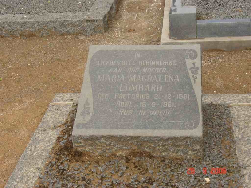LOMBARD Maria Magdalena nee PRETORIUS 1881-1961