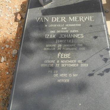 MERWE Izak Johannes, van der 1916-1986 &amp; Fébé 1922-2003