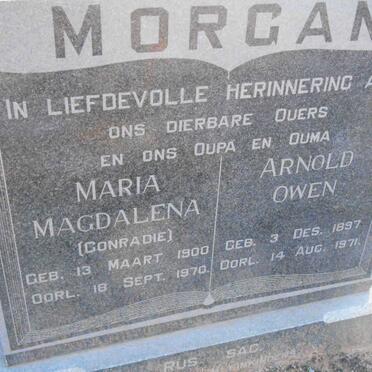 MORGAN Arnold Owen 1897-1971 &amp; Maria Magdalena CONRADIE 1900-1970
