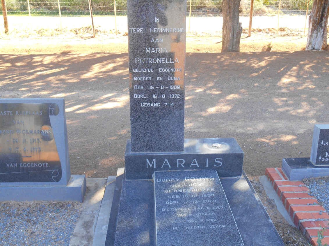 MARAIS Maria Petronella 1906-1972 :: GOUWS Lucy nee GERMESHUIZEN 1930-2000