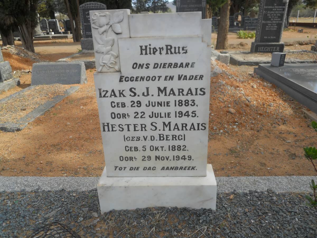 MARAIS Izak S.J. 1883-1945 &amp; Hester S. V.D. BERG 1882-1949