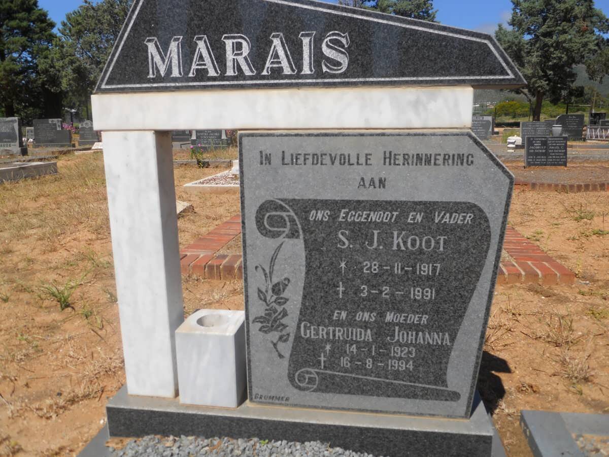 MARAIS S.J. 1917-1991 &amp;  Gertruida Johanna 1923-1994