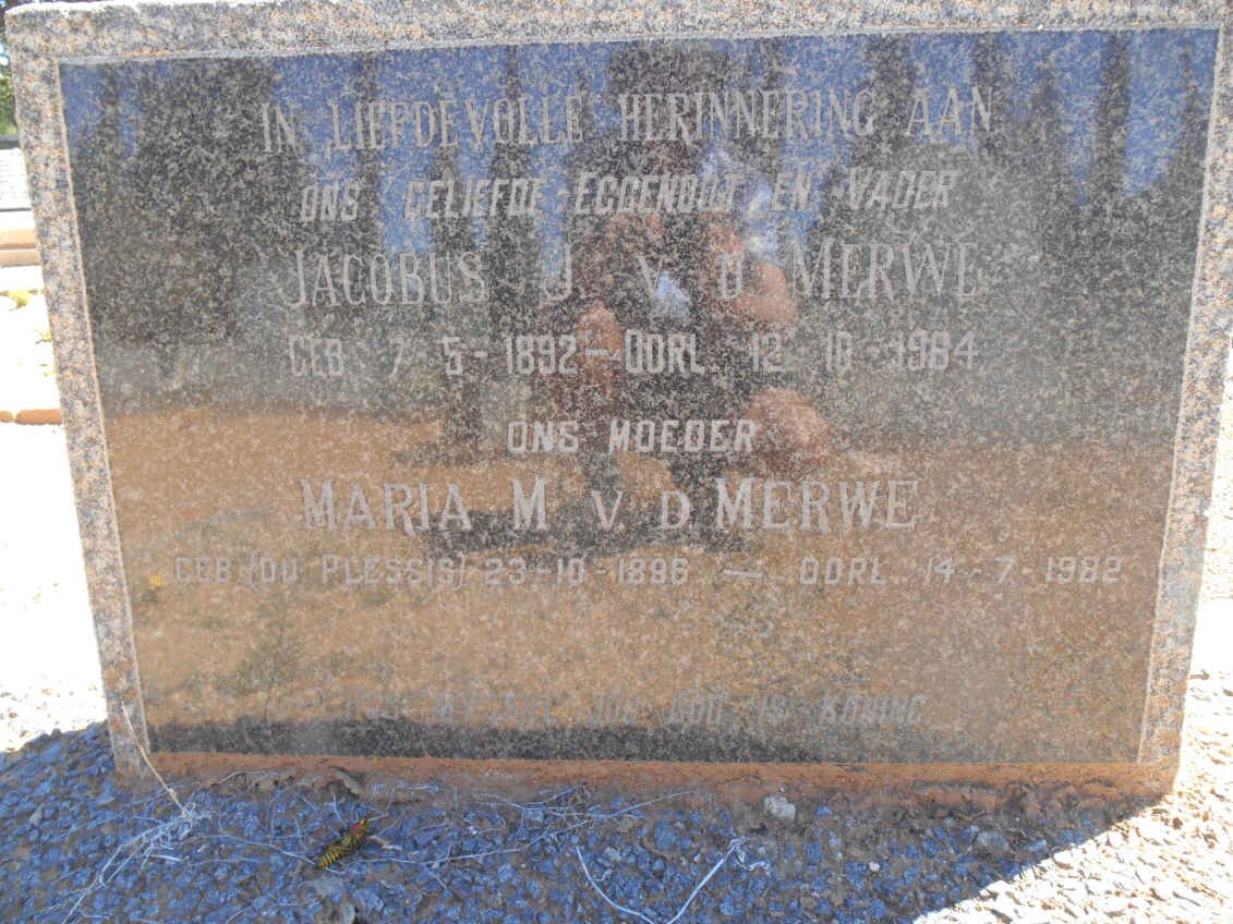MERWE Jacobus J., v.d. 1892-1984 &amp; Maria M. DU PLESSIS 1896-1982