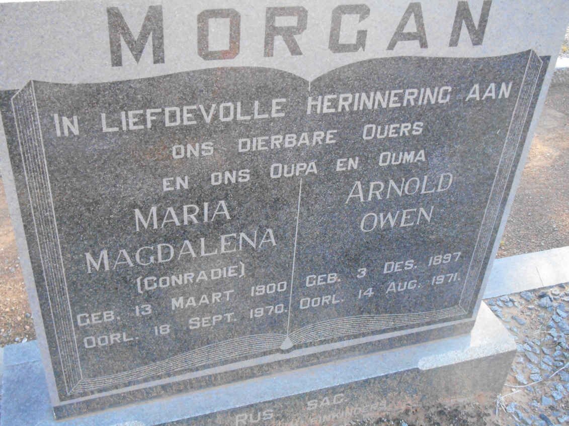 MORGAN Arnold Owen 1897-1971 &amp; Maria Magdalena CONRADIE 1900-1970