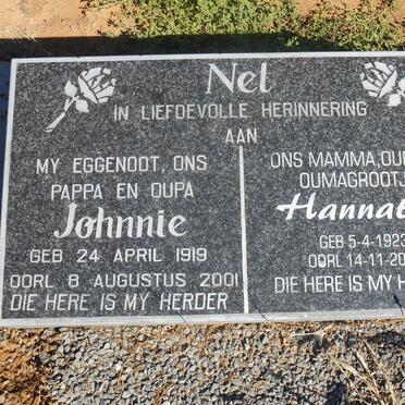 NEL Johnnie 1919-2001 &amp; Hannatjie 1923-2007