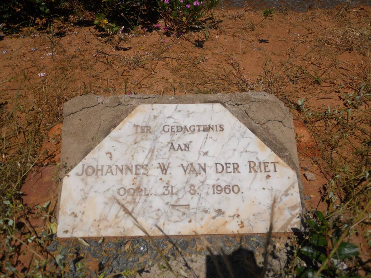 RIET Johannes W., van der -1960