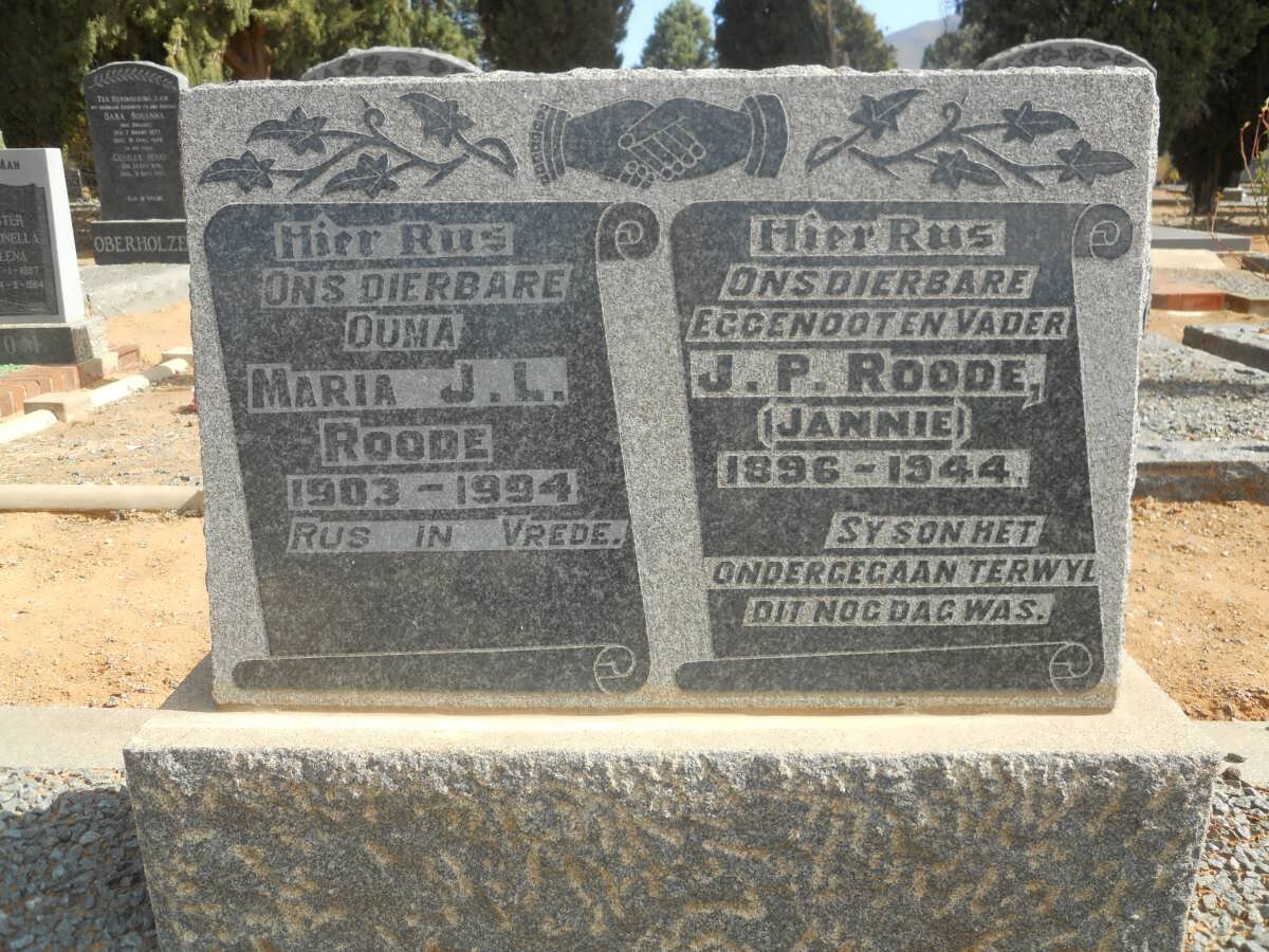 ROODE J.P. 1896-1944 &amp; Maria J.L. 1903-1994