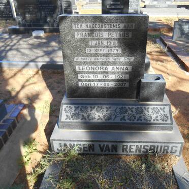 RENSBURG Francois Petrus, Jansen van 1918-1973 &amp; Leonora Anna 1921-2007
