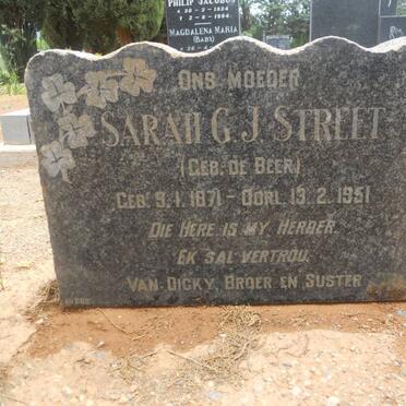 STREET Sarah G.J. nee DE BEER 1871-1951