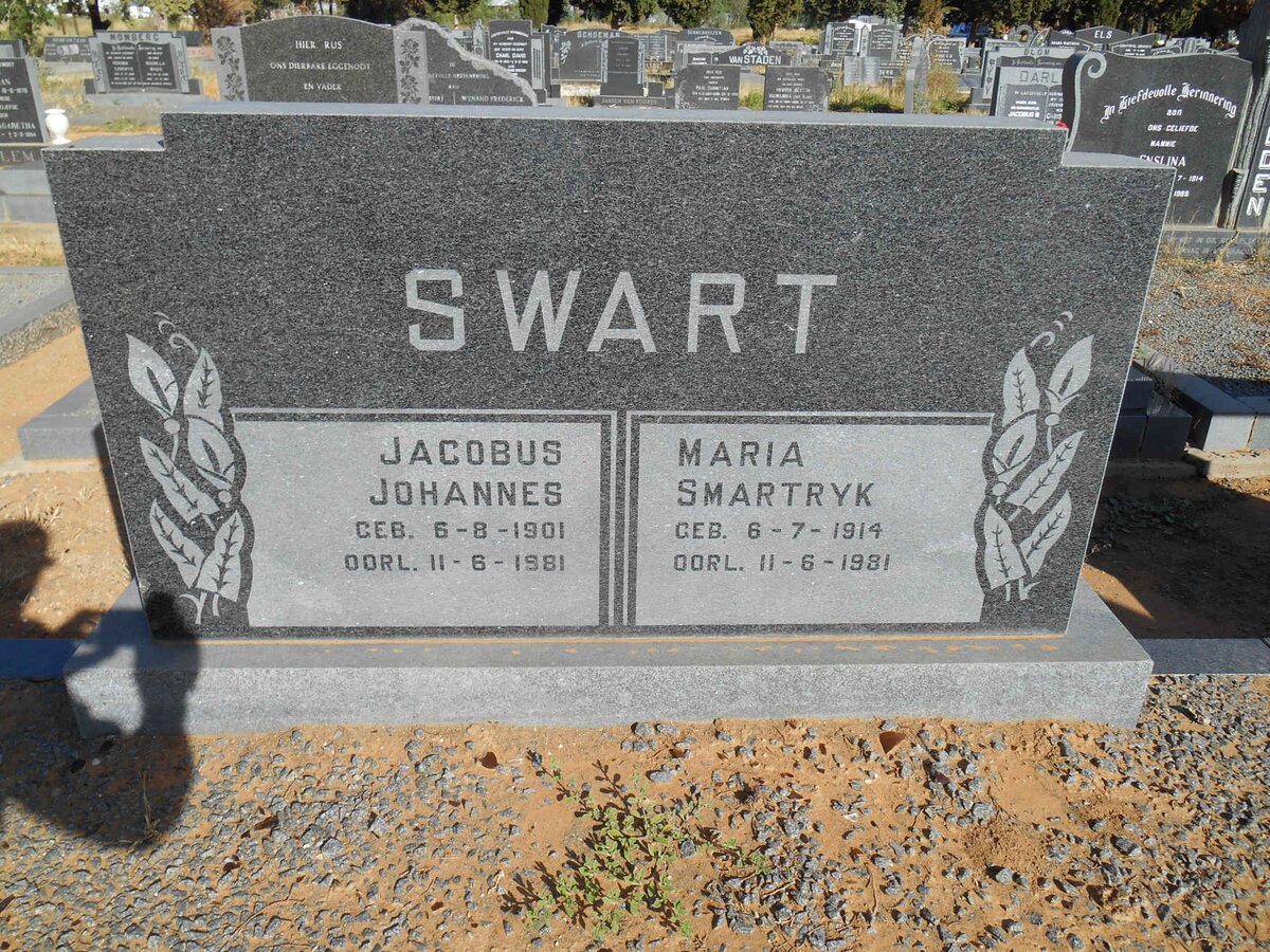SWART Jacobus Johannes 1901-1981 &amp; Maria Smartryk 1914-1981