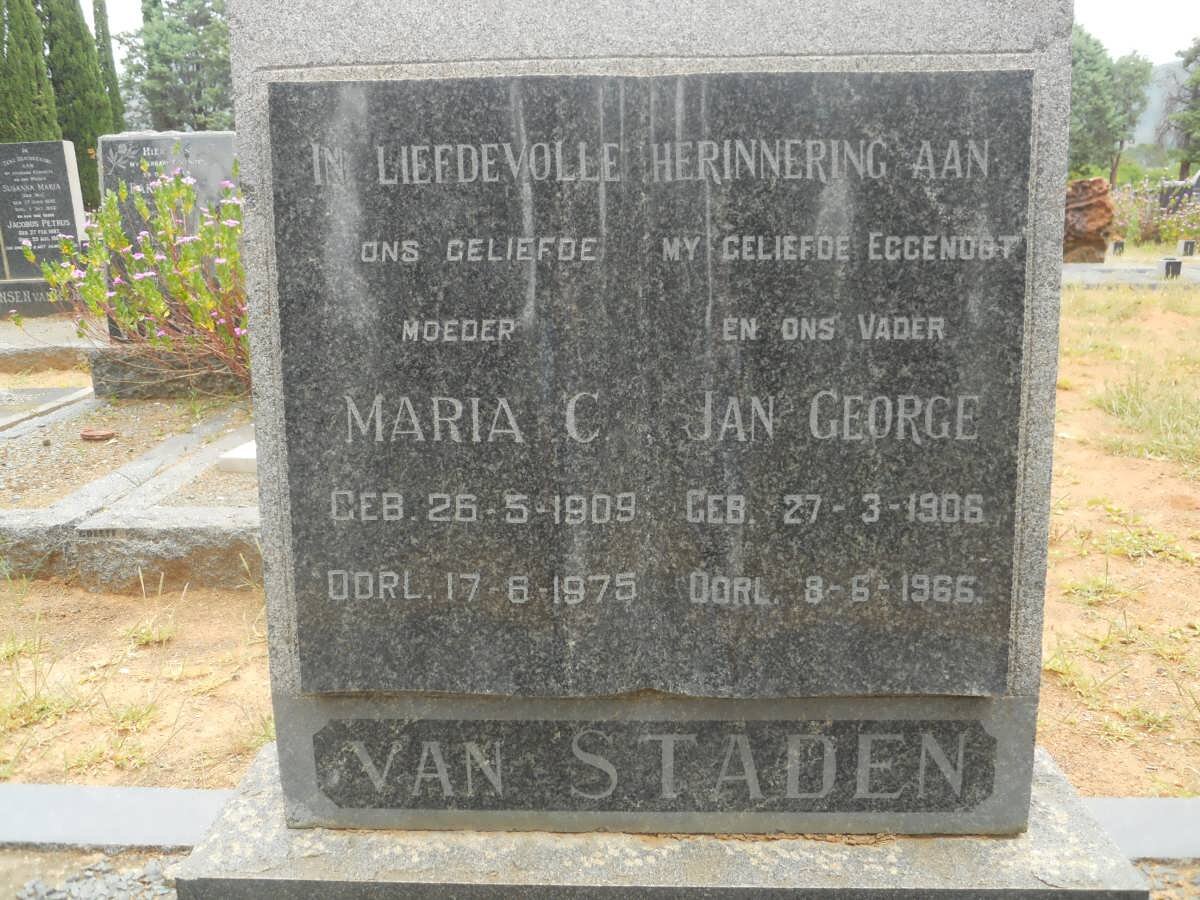 STADEN Jan George, van 1906-1966 &amp; Maria C. 1909-1975