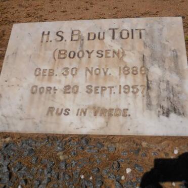 TOIT H.S.B., du nee BOOYSEN 1888-1957