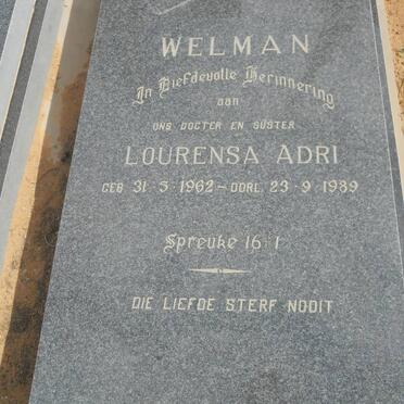 WELMAN Lourensa Adri 1962-1989