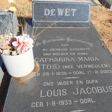 WET Louis Jacobus, de 1933- &amp; Catharina Maria VERMEULEN 1936-2003