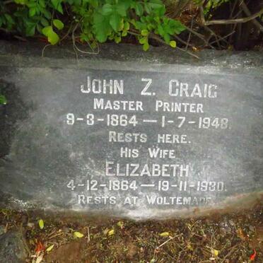 CRAIG John Z. 1864-1948 & Elizabeth 1864-1930