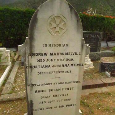 MELVILL Andrew Martin -1920 & Christiana Johanna -1913 :: PRIEST Annie Susan nee MELVILL -1935  