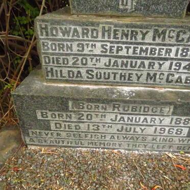 MCCABE Howard Henry 1881-1944 & Hilda Southey RUBIDGE 1889-1968