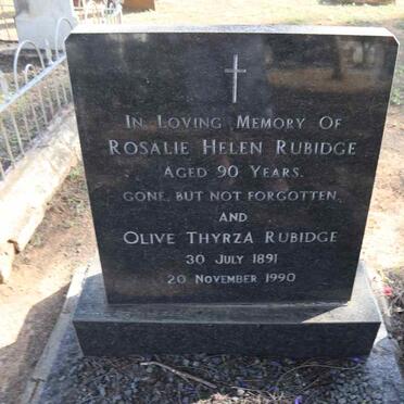 RUBIDGE Rosalie Helen :: RUBIDGE Olive Thyrza 1891-1990