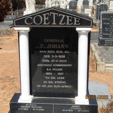 COETZEE P. Johann 1928-2004 &amp; Yvonne 1934-2003 :: COETZEE Ernest Roland 1953-2000