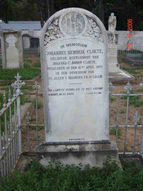 CLOETE Johannes Hendrik -1885
