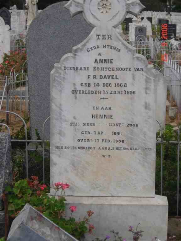 DAVEL Annie 1862-1896 :: DAVEL Hennie 1887-1908