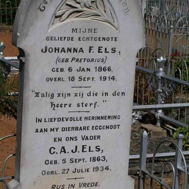 ELS C.A.J. 1863-1934 &amp;  Johanna F. PRETORIUS 1866-1914