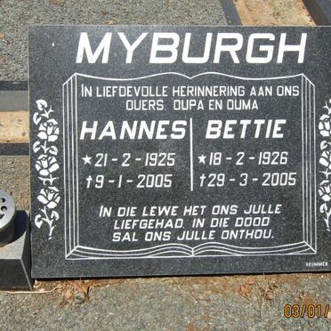 MYBURGH Hannes 1925-2005 &amp; Bettie 1926-2005