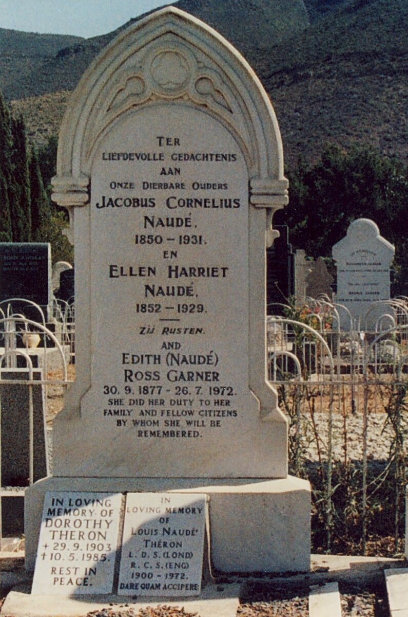 NAUDÉ Jacobus Cornelius 1850-1931 &amp; Ellen Harriet 1852-1929 :: GARNER Edith Ross nee NAUDÉ 1877-1972