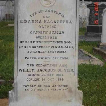 OLIVIER Willem Jacobus 1883-1934 &amp; Susanna Magaretha BURGER - 1899