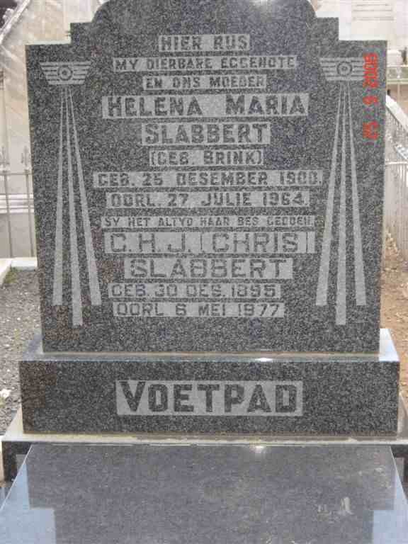 SLABBERT C.H.J. 1895-1977 &amp; Helena Maria BRINK 1900-1964