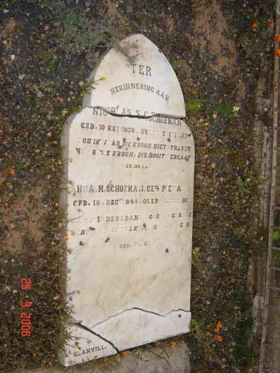 SCHOEMAN Nicolaas 1838-1917 &amp; Anna M. PIENAAR 1844-191?