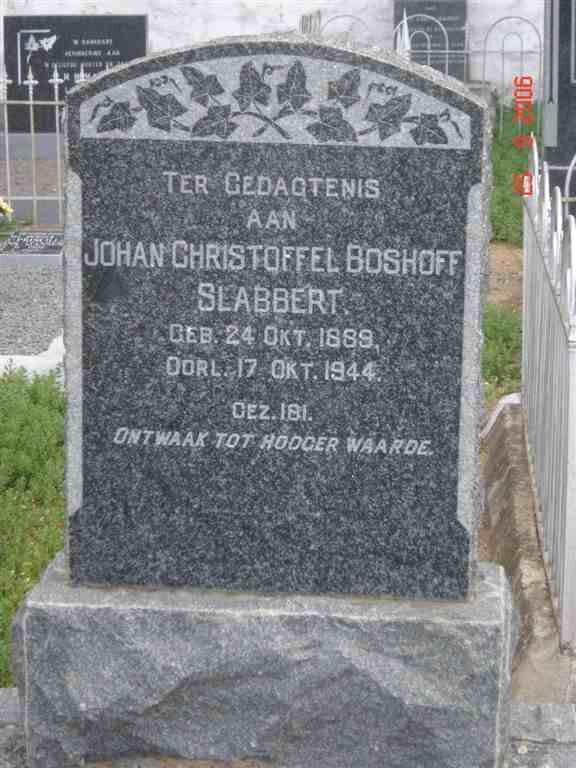 SLABBERT Johan Christoffel Boshoff 1889-1944
