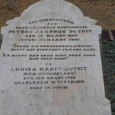 TOIT Petrus Jakobus, du 1833-1900 &amp; Louisa Maria GROBBELAAR 1838-1918