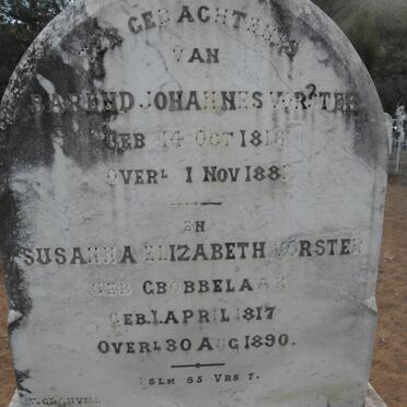 VORSTER Barend Johannes 1816-1881 &amp; Susanna Elizabeth GROBBELAAR 1817-1890