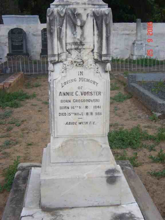 VORSTER Annie C. nee GREGOROWSKI 1841-1888