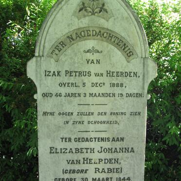 HEERDEN Izak Petrus, van -1888 &amp; Elizabeth Johanna RABIE 1844-1897