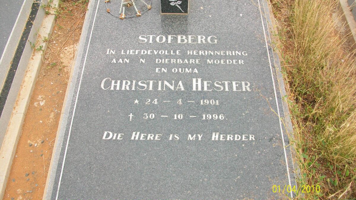 STOFBERG Christina Hester 1901-1996