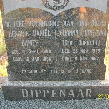 DIPPENAAR Hendrik Daniël Dames 1880-1965 &amp; Johanna Christina BURNETT 1879-1957