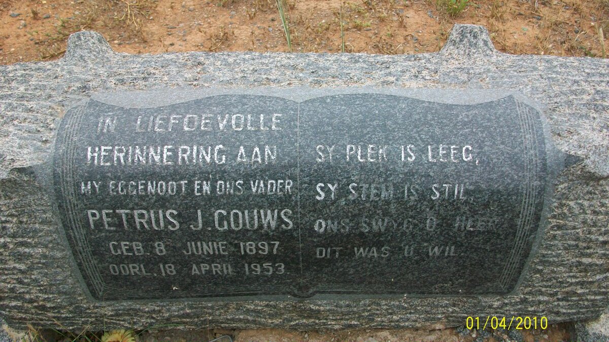 GOUWS Petrus J. 1897-1953
