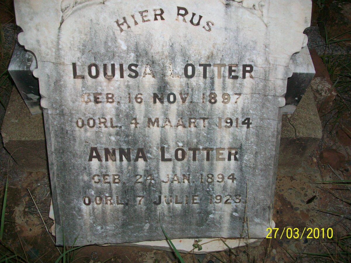 LÖTTER Louisa 1897-1914 :: LÖTTER Anna 1894-1923
