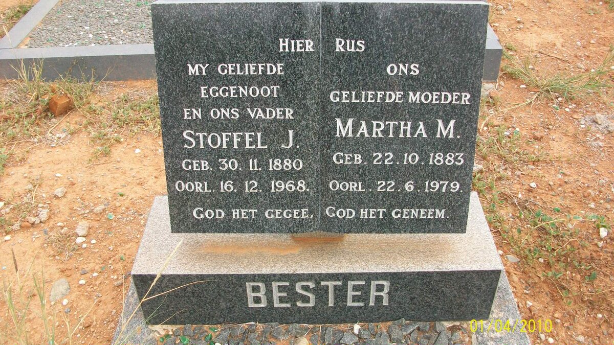 BESTER Stoffel J. 1880-1968 &amp; Martha M. 1883-1979