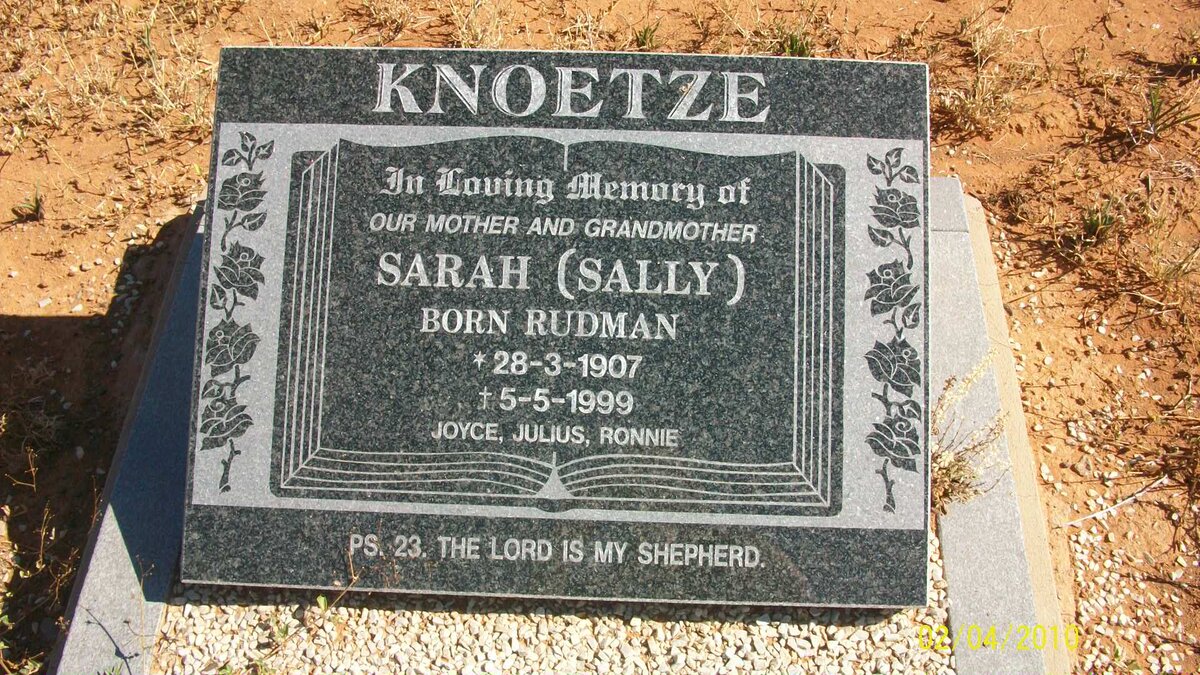 KNOETZE Sarah nee RUDMAN 1907-1999