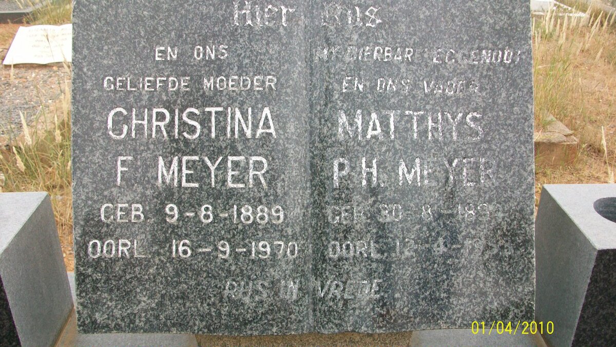 MEYER Matthys P.H. 1894-1953 &amp; Christina F. 1889-1970