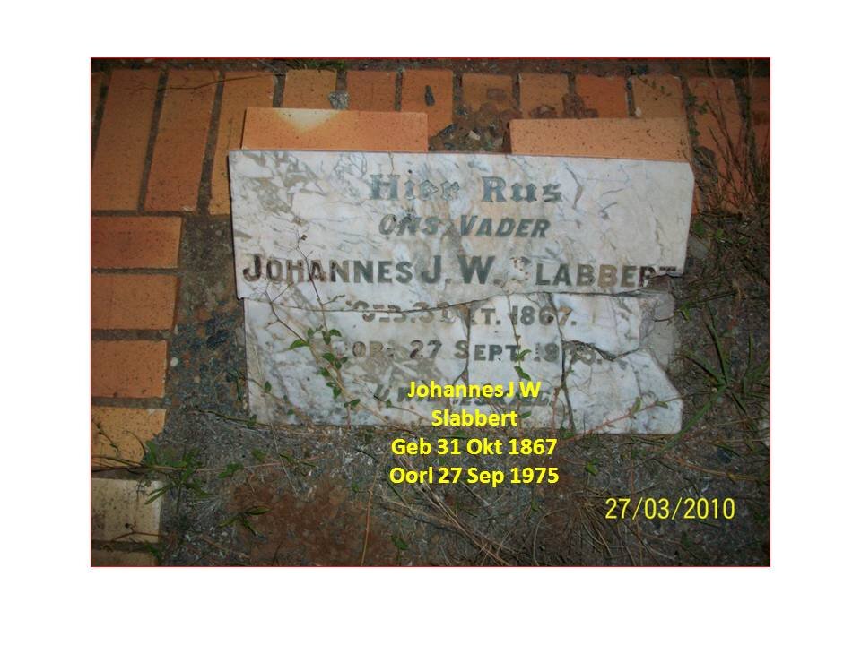 SLABBERT Johannes J.W. 1867-1975