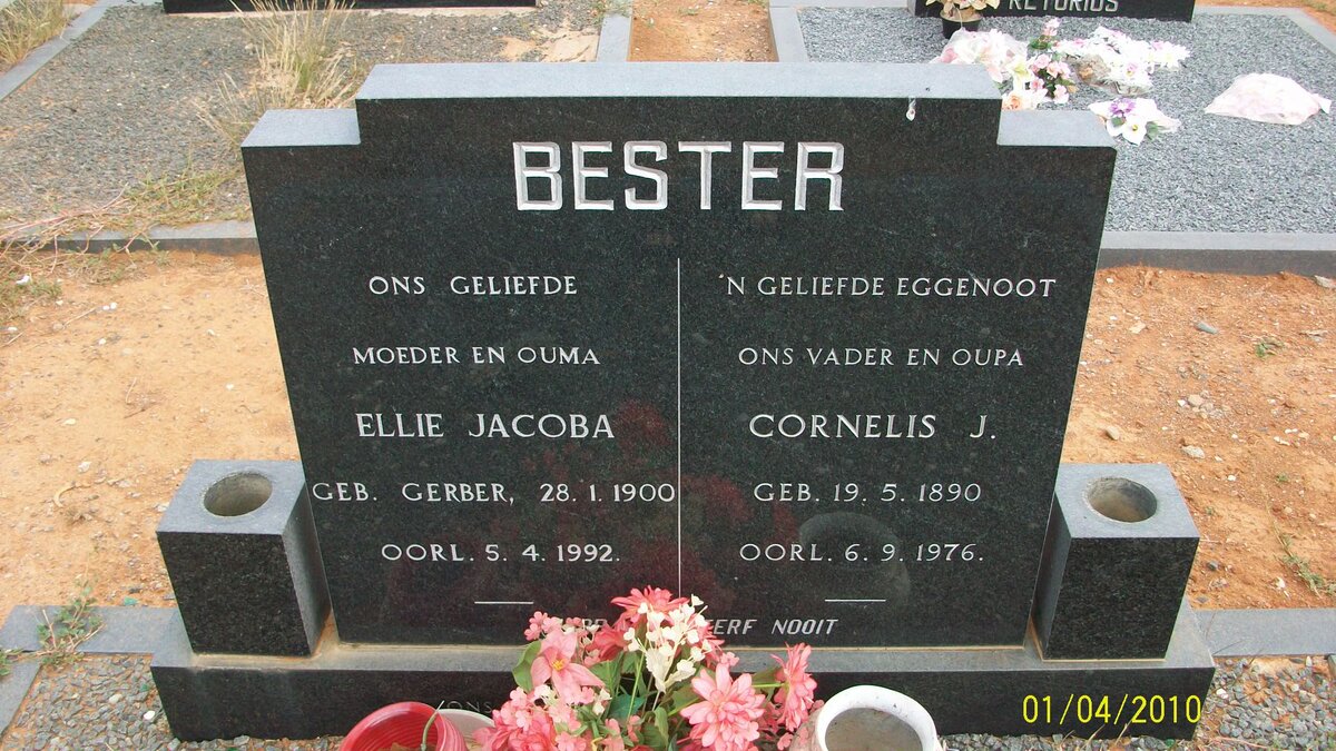 BESTER Cornelis J. 1890-1976 &amp; Ellie Jacoba GERBER 1900-1992