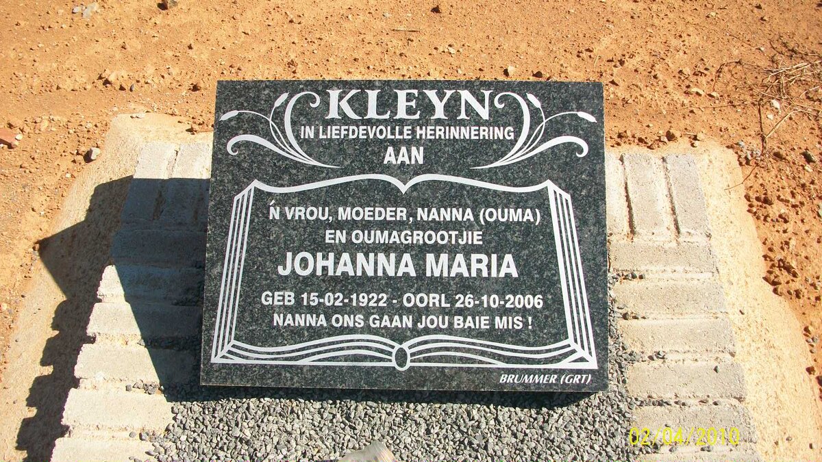 KLEYN Johanna Maria 1922-2006