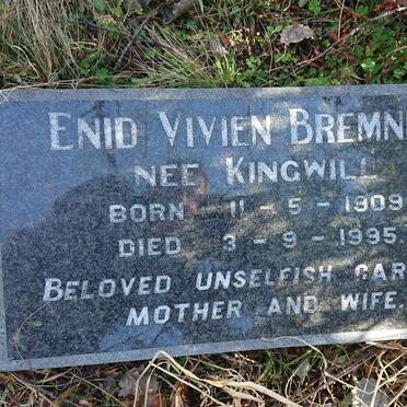 BREMNER Enid Vivien nee KINGWILL 1909-1995