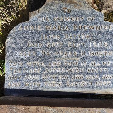BROWNING Annie Maria nee HAYTER -1906