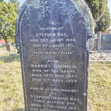 BAX Stephen 1840-1911 :: BAX Harriet Cornelia 1845-1929 :: BAX Stephen George 1865-1938