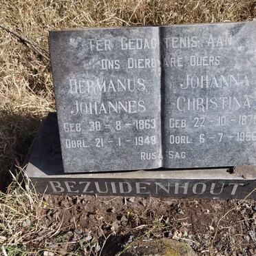 BEZUIDENHOUT Hermanus Johannes 1863-1949 &amp; Johanna Christina 1878-1956